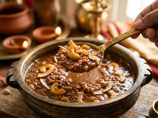 Mapillai Samba payasam garnished with cashews