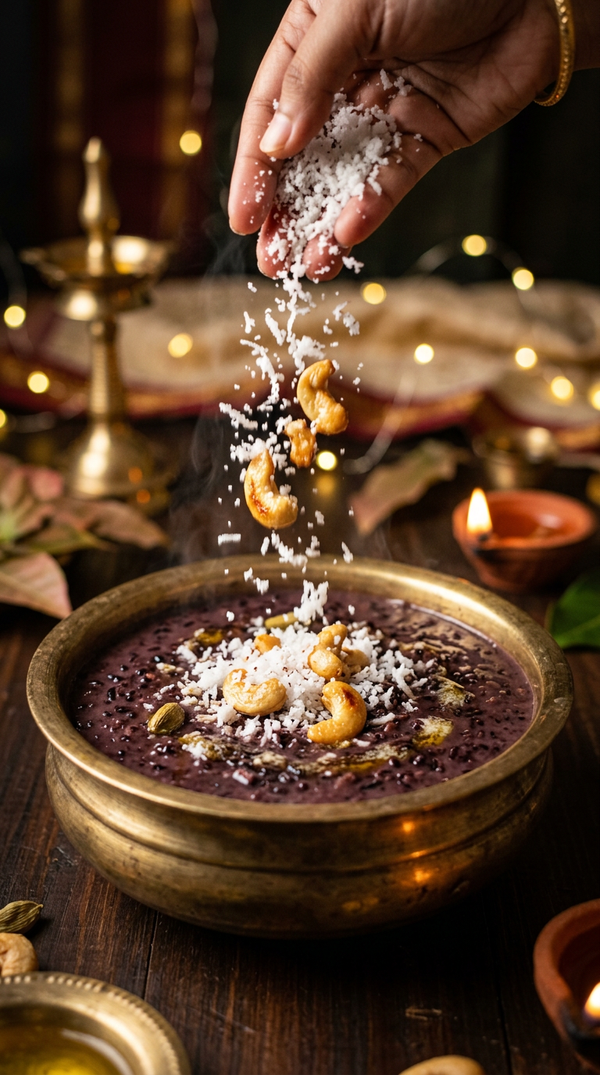 Black Kavuni payasam, the garnish