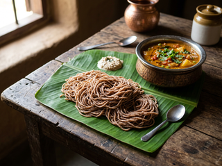 Red cholam idiyappam in a steamer