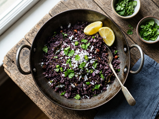 Black Kavuni poha in a bowl