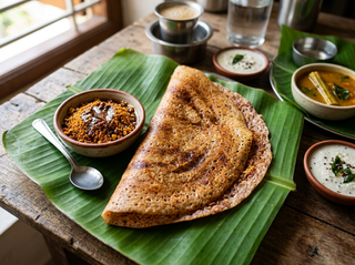 Poongar red rice dosa on a tawa