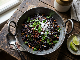 Black Kavuni aval upma close-up